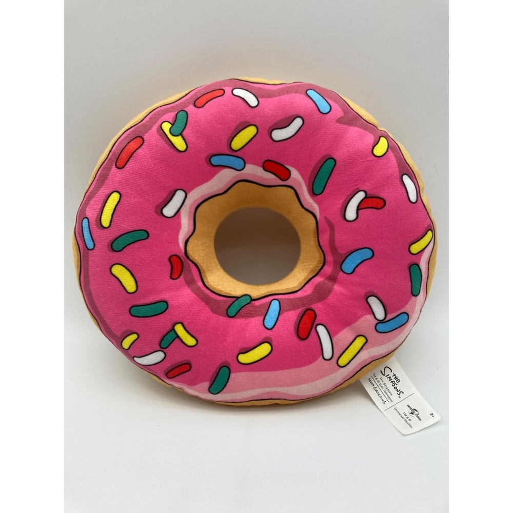 Universal Studios The Simpsons Pink Donut Plush Pillow Lard Lad Sprinkles Homer